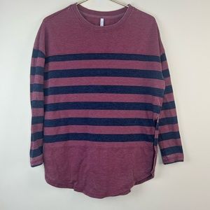 Z Supply Navy Maroon Striped Long Sleeve Tshirt, XS